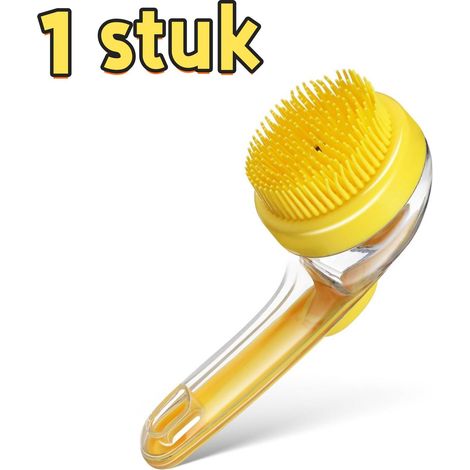 1 brosse de bain pour animaux brosse de massage pour chien à long manche rechargeable peigne de massage pour chat convient pour le bain et le massage des animaux 8 5 x 8 5 x 19 cm jaune (1/5)
