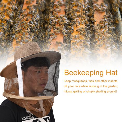 Chapeau d'apiculteur avec voile anti-insectes, protection tête et visage contre abeilles, moustiques et nuisibles pour jardinage et élevage. (1/5)