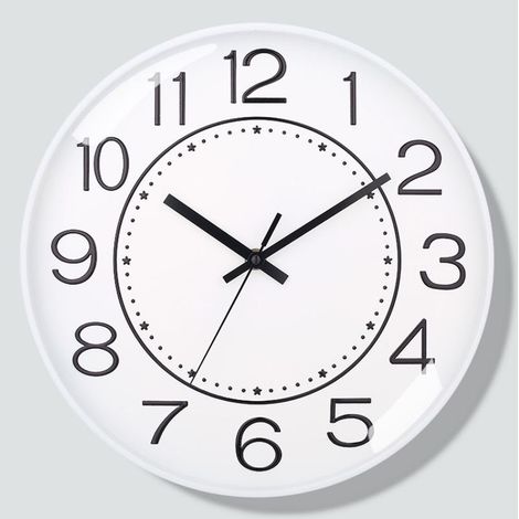 Horloge murale silencieuse de 8 pouces fond blanc avec caractères noirs, horloge murale de salon à la mode, horloge à quartz silencieuse simple pour la maison (1/3)