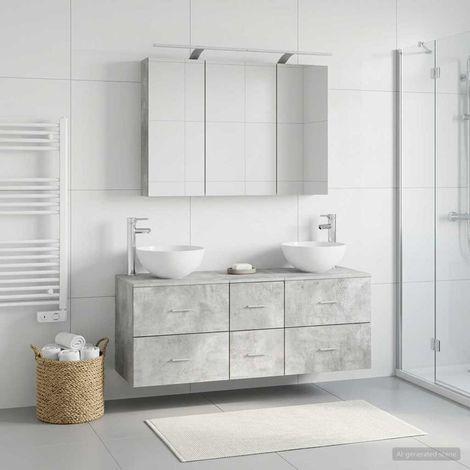 vidaXL Bathroom Furniture Set 4 pcs Concrete Grey (1/5)