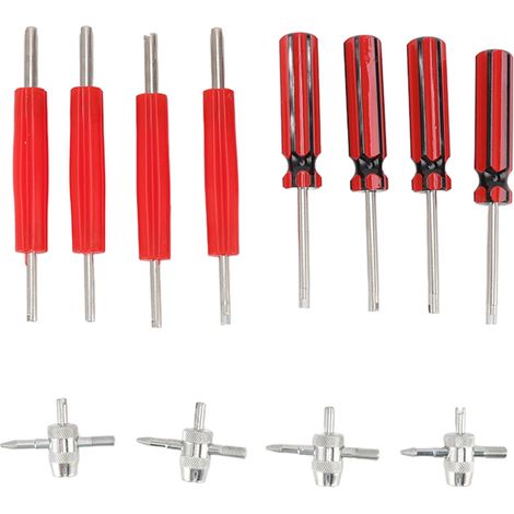 Ensemble de 12 outils de démontage et d'installation de valves de pneus, clé simple ou double universelle pour voiture, camion, moto et vélo. (1/5)