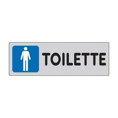 TARGA SEGNALETICA ADESIVA TOILETTE UOMO - VINILE CM 15X5- 10 pezzi