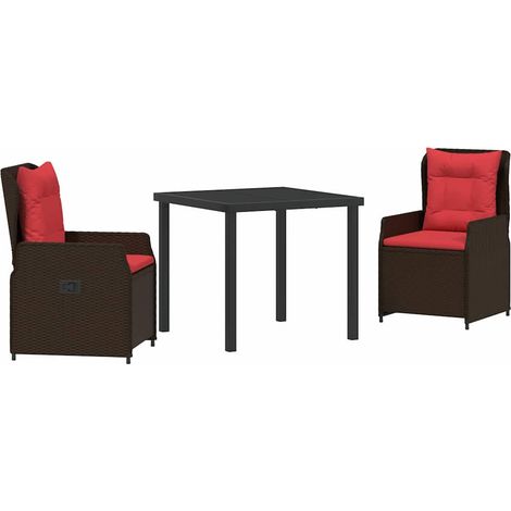 Ensemble de salle à manger pour jardin 3 pcs Mobilier de jardin Marron Poly rotin (1/5)