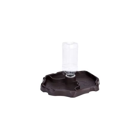 Distributeur d'eau pour Reptile, Distributeur 2 en 1 de Nourriture Anti Debordement Bol, Gamelle en Plastique pour Tortue Terrestre Gecko - Brun