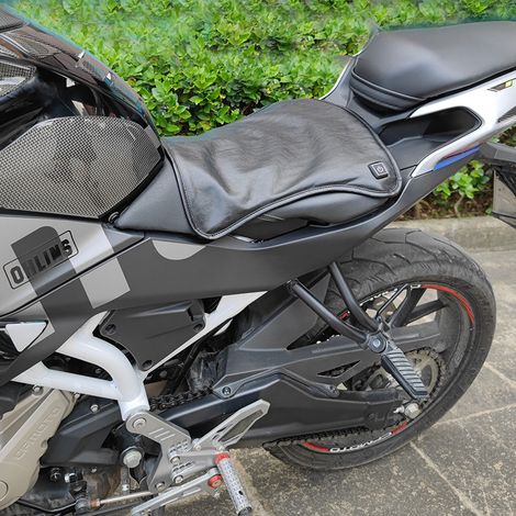 Selle chauffante 12V pour moto en PU synthétique – 3 températures (45‑60°C), câble 1,2 m – Confort hivernal pour les trajets à deux‑roues (1/3)