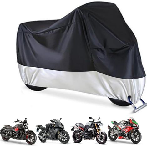 Funda para motocicleta: funda protectora para exteriores, impermeable y resistente a los rayos UV (resistente a la lluvia y al polvo), dimensiones: 104,3 x 41,3 x 49,2 pulgadas. (1/5)