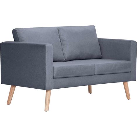 Divano a 2 Posti Sofa in Tessuto Grigio Scuro (1/5)