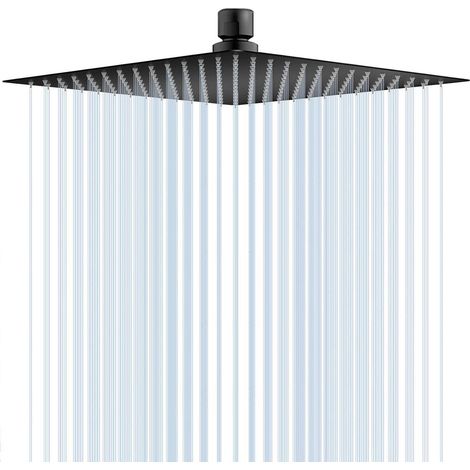 Regendusche 10 Zoll Edelstahl 304 Quadratisch Schwarz mit Anti-Kalk-Düsen (1/5)