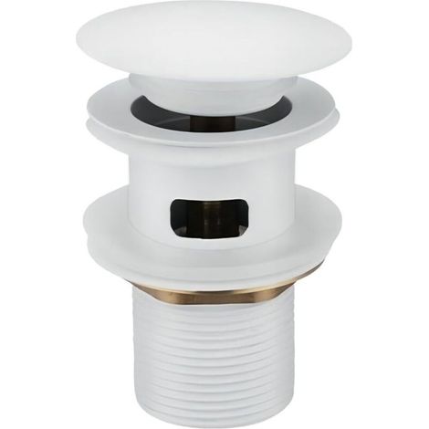 Garniture de vidage pour lavabo avec trop-plein, bonde de vidage, Pop Up Valve,Garniture de vidage universelle pour lavabo et plan de toilette (Blanc)