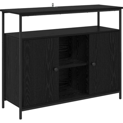 Buffet,Meuble de Rangement,Bahut Chêne noir 100 x 35 x 80 cm Bois d'ingénierie CFW301027 (1/5)