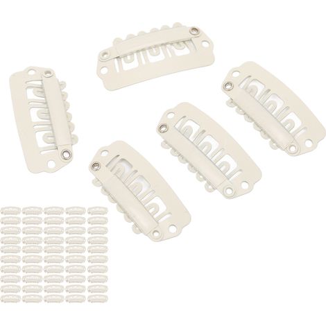 50 pinces à cheveux en U 6 dents avec embouts caoutchouc pour extensions, couleur beige (1/5)