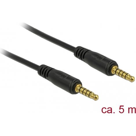 Delock Cable Conector EstÃ©reo de 3,5 mm de 5 pines, macho a macho de 5 m negro