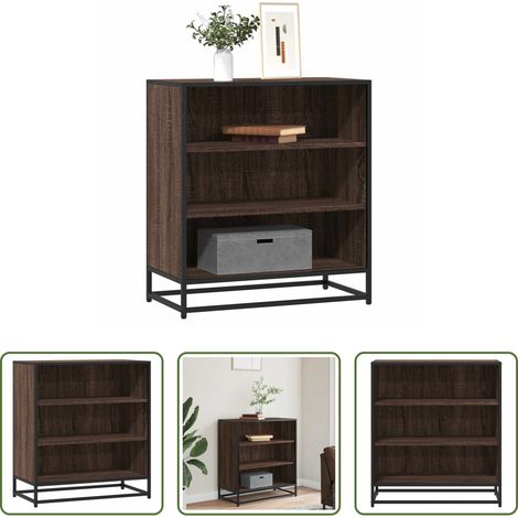 Buffet industriel -  Buffet chêne marron 68x35x76 cm bois d'ingénierie et métal (1/5)
