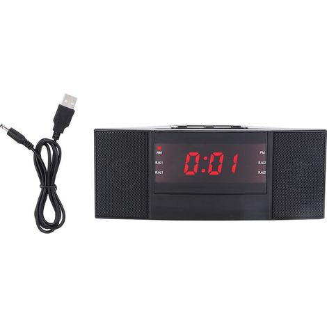 Radio-réveil numérique LED AM/FM avec buzzer, fonction snooze et minuterie de sommeil, chargement USB. (1/5)