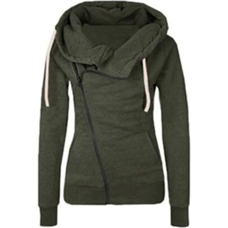 Sweat-shirt décontracté à manches longues pour femme, demi-zip, col à revers, cordon de serrage, coupe oversize, poches (1/5)