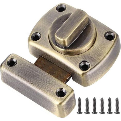 Bathroom Door Lock, Cabinet Window Swivel Lock, Safety Lock and Toilet Lock in Brushed Stainless Steel (Green Bronze, 55mm) (1/5)