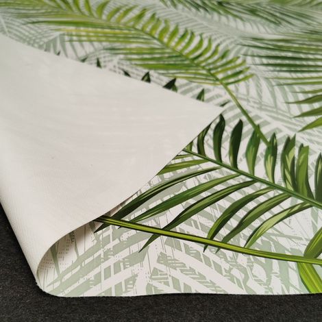 Nappe Toile cirée PVC sur Mesure, Tailles et Motifs au Choix, toile cirée pour Tables intérieures et extérieures - 140 x 100cm - Green Feuilles.