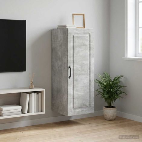 vidaXL Mobiletto a muro Grigio Cemento 33 x 34,5 x 90 cm (1/5)