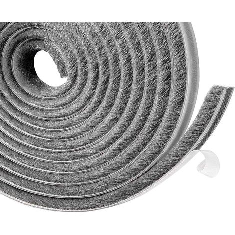 Selbstklebender Tür- und Fensterdichtungsstreifen, staubdichter Bürstenstreifen, 10 m Tür- und Fensterbürstendichtung, zum Abdichten von Lücken zwischen Türen und Fenstern, 9 mm x 9 mm (1/5)