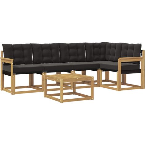 Outdoor Sofa Set with Cushion 6 pcs White and Black vidaXL