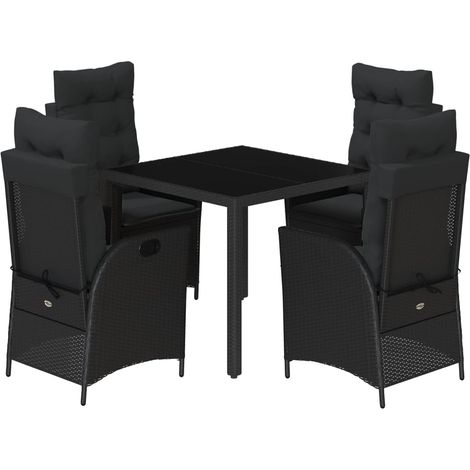 Maison Exclusive - Set da Pranzo da Giardino 5 pz Nero con Cuscini in Polyrattan (1/5)