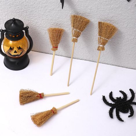 Balai d'Halloween, mini balai de sorcière en herbe, décoration artisanale, accessoire de petite sorcière - balai seul (9 cm) 20 (1/4)