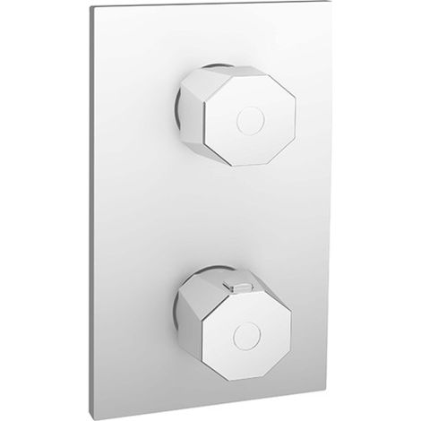 Façade douche thermostatique encastrée 2 sorties Chromé Fractal - CRISTINA ONDYNA FT75251 (1/2)