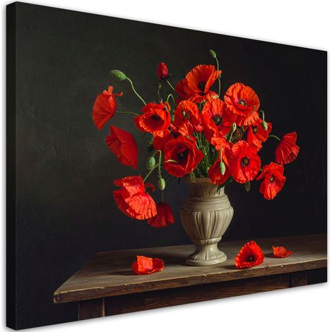 Tableau déco Bouquet de coquelicots rouges dans un vase 90x60 (1/4)