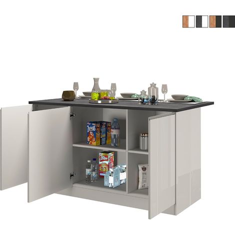 Isola Credenza Moderna Bianco Laccato Lucido - 155x90x90 cm