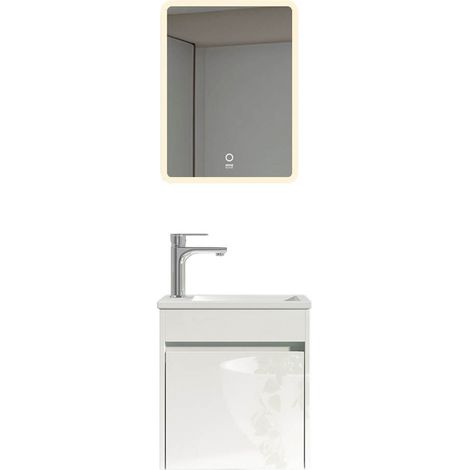 HOME DELUXE Badmöbel Komplettset BORKUM – Weiß, MDF (48 x 25,5 x 45 cm) Elegantes Set für kleine Bäder Badmöbel Set, Gästebad Möbel, Keramikbecken