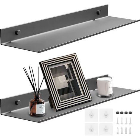 Lot de 2 Etagere Murale sans Percage, Etagere sans Percer Etagere Douche (1/5)