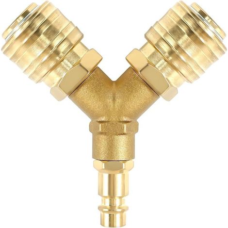 Distributeur d’air Comprimé, 1/4 Pouce Connecteur d'air Comprimé Distributeur d’Air, NW 7.2 1/4 AG Distributeur d'air Comprimé en Laiton Raccord d'air comprimé 2 Voies (1/5)