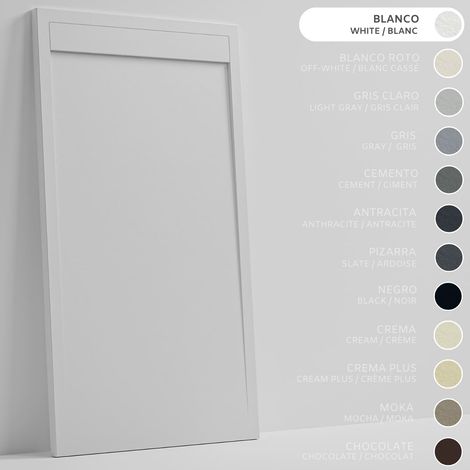 SOULBATH Receveur de Douche -Résine -Gel Coat -Texture Lisse/Pierre -Antidérapant -Couleur Blanc 170x90 Extra plat 3Cm Conception Minimaliste (1/5)