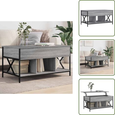 Metall - vidaXL Couchtisch Grau Sonoma 100x55x50 cm Holzwerkstoff und Metall - Stauraum (1/5)