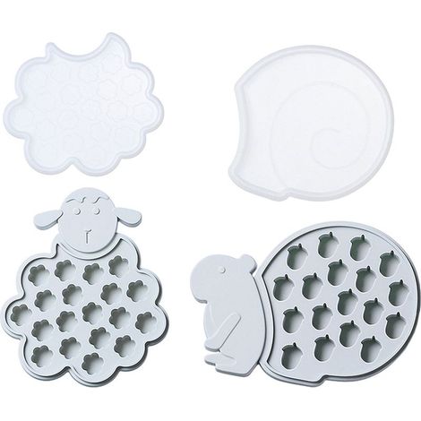 Silikon-Eisformen am Stiel – mit Deckel – Schaf- und Eichhörnchenform – 21,6 x 18,4 x 2,2 cm und 21,9 x 16 x 2,2 cm – 2er-Set (1/5)
