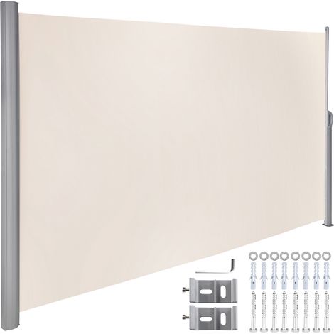 VEVOR Retractable Side Awning, 71''x 118'' Aluminum Outdoor Privacy Screen, 280g Polyester Water-proof Retractable Patio Screen, UV 30+ Room Divider Wind Screen for Patio, Backyard, Balcony, Beige