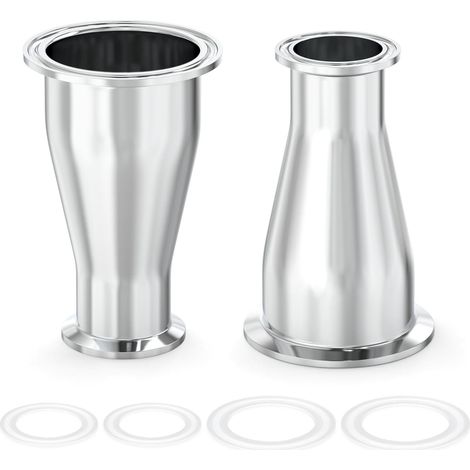 2 pièces Raccord sanitaire Réducteur Raccord en acier inoxydable 304 Tri Clamp Ferrule Style 2,5" Tube OD à 1,5" Tube OD (63 mm x 38 mm) (1/5)