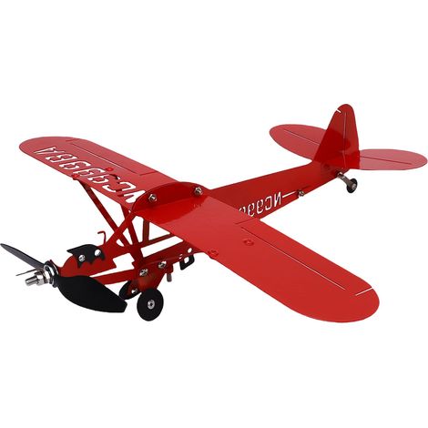 Mulino a vento a forma di aeroplano, alto 27 cm (10,6 pollici), realizzato in ferro, scultura decorativa per esterni, ideale per giardini, patii e fattorie.