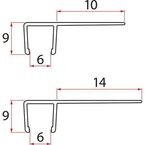 Jeu de joints verticaux pour verre 6/6mm, 1900mm