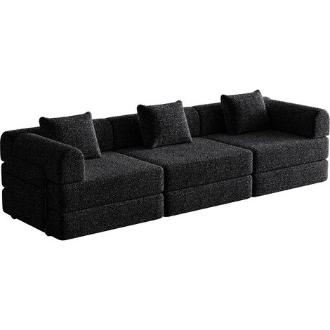 [Design breveté] Canapé-lit chenille 2-en-1 avec rangement dans l'accoudoir, trois armatures métalliques et plusieurs configurations possibles (1/5)