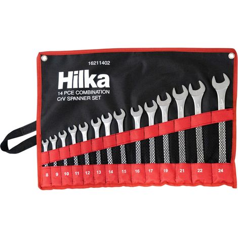 HILKA SPANNER SET 14PC METRIC COMBINATION WRENCH 8-24MM IN CASE 16211402 (1/5)