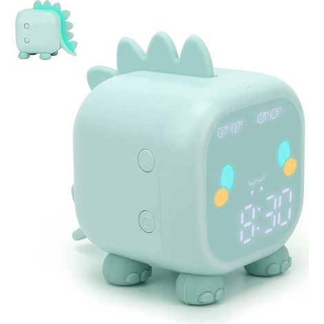 Kinderwecker, digitaler Wecker fürs Kinderzimmer, niedlicher Dinosaurier-Wecker, Nachtlicht mit USB-Alarm zum Einschlafen lernen, Nachtlicht für sanftes Aufwachen