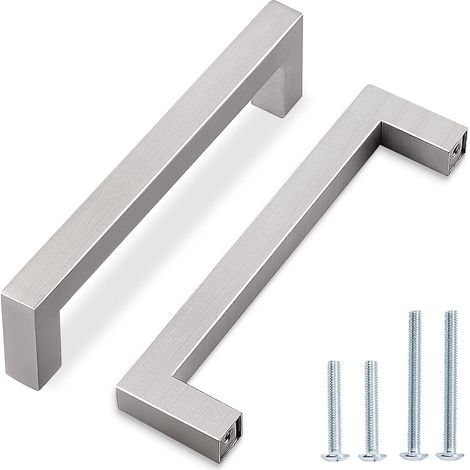 20 Pack Brushed Nickel Cabinet Pulls Square Cabinet Handles 5 Inch Hole Center, Silver Drawer Pulls Modern Kitchen Cabinet Pulls Cupboard Hardware Handles Dresser Drawer Handles (1/5)