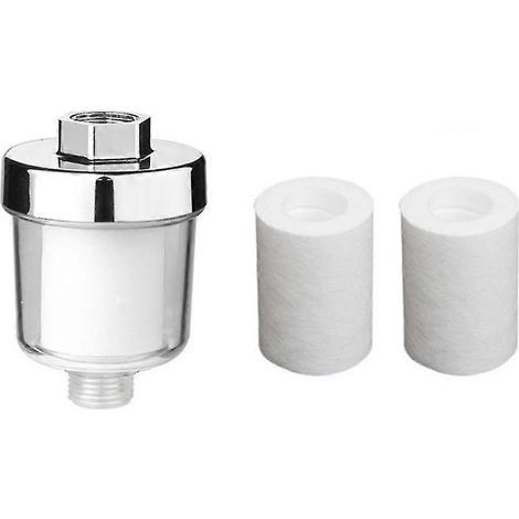 Filtre adoucisseur d'eau pour douche, filtre avec 2 cartouches de rechange - Filtre adoucisseur d'eau pour eau dure (1/5)