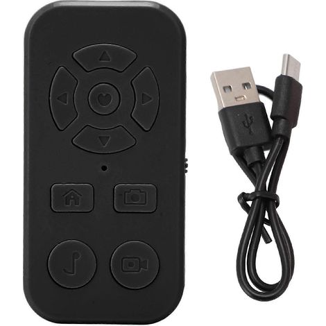 Télécommande Bluetooth V4.2 : déclencheur photo, contrôle vidéo, changement de page pour Android - Noire