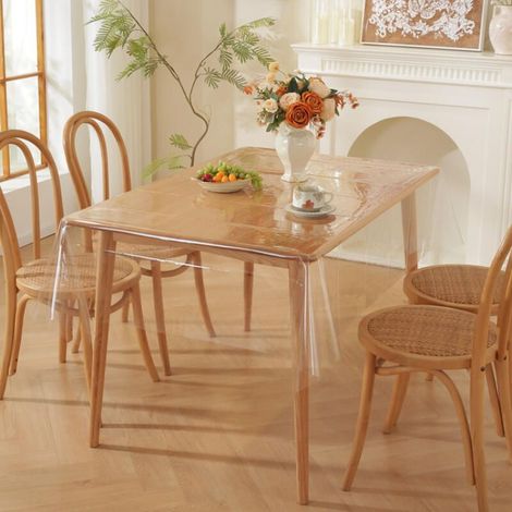 Nappe carrée lavable en PVC transparent – 140 x 140 cm, imperméable et résistant à l’huile pour protéger vos tables et meubles (1/5)