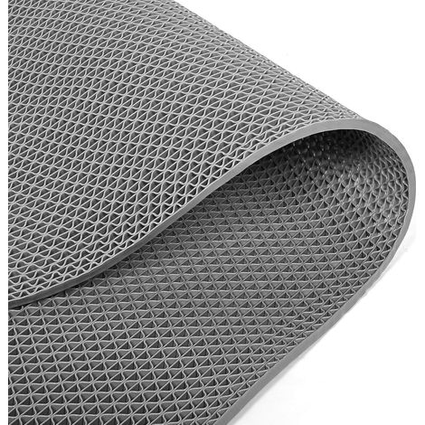 Tapis de sol de drainage en maille PVC - 90 x 200 cm - Antidérapant - Pour salle de bain et douche - Épaisseur : 6 mm - Densité accrue - Gris - Pour zone humide, piscine, buanderie (1/5)