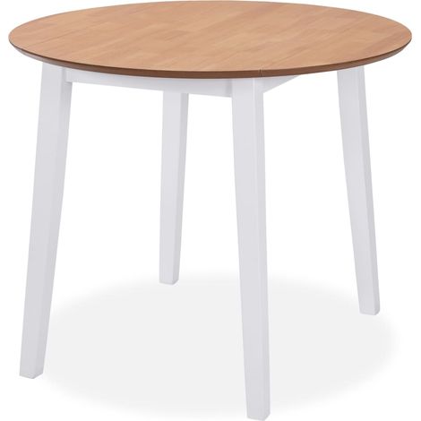 Ensemble de salle à manger 3 pcs Meubles de salle à manger MDF et hévéa Blanc (1/5)