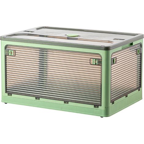 Transparente PET-Aufbewahrungsbox mit Rollen und 4 Öffnungen, 47,5 x 35,5 x 24 cm, ideal für Zuhause, braun/grüne Farbe, praktische Aufbewahrung. (1/5)