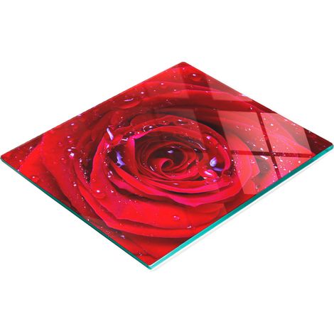 Dekoratives Schneidebrett aus gehärtetem Glas mit Rosenmotiv, 60 x 52 cm (1/5)